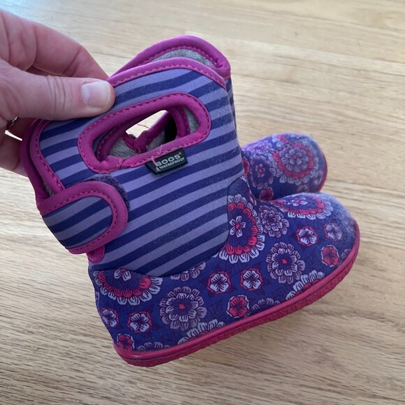 Baby Bogs Purple Pansy Waterproof Winter Boots Infant/Toddler Size 8 - Picture 5 of 9